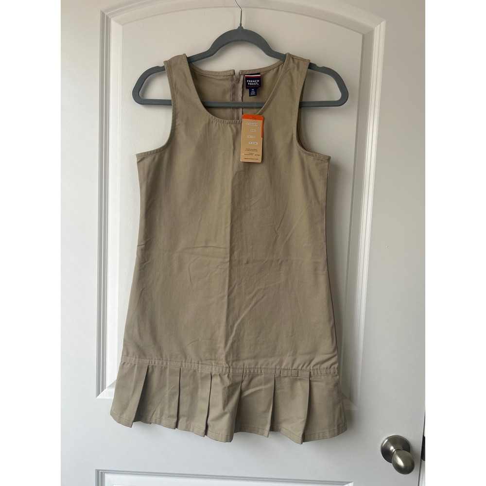 French Toast Girls Khaki Pleated Hem School Uniform Jumper Dress Size 14 NWT